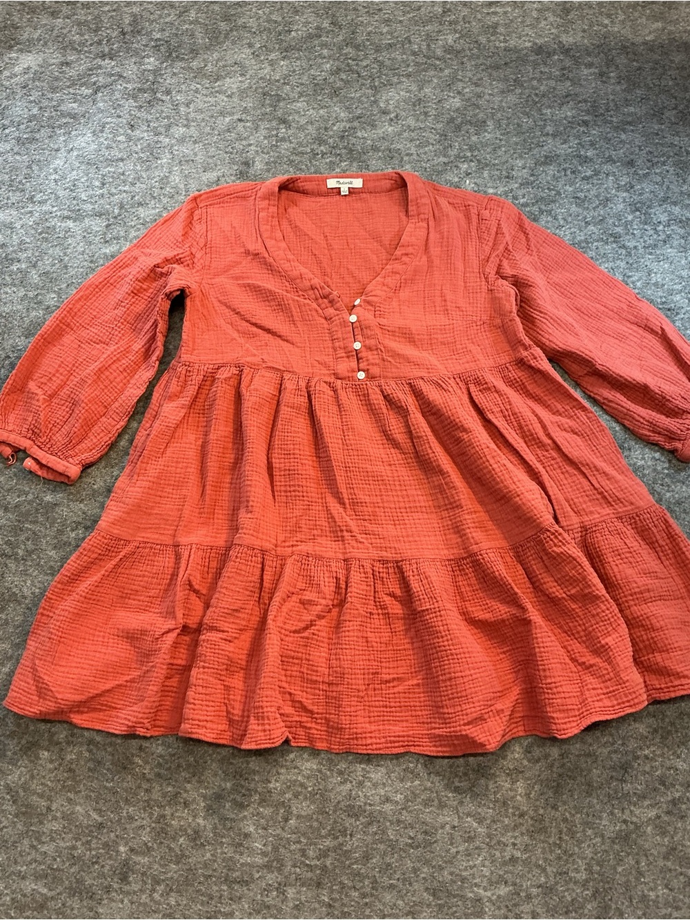 Madewell Soft Gauze Coral Dress with Button Front Size 6